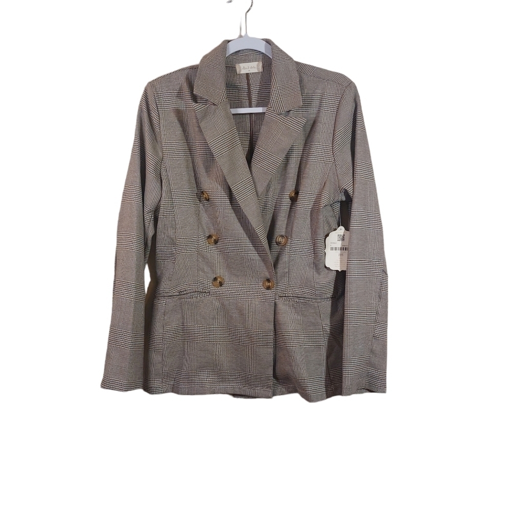 Altar'd State Ladies Long Sleeve Plaid Blazer- size M